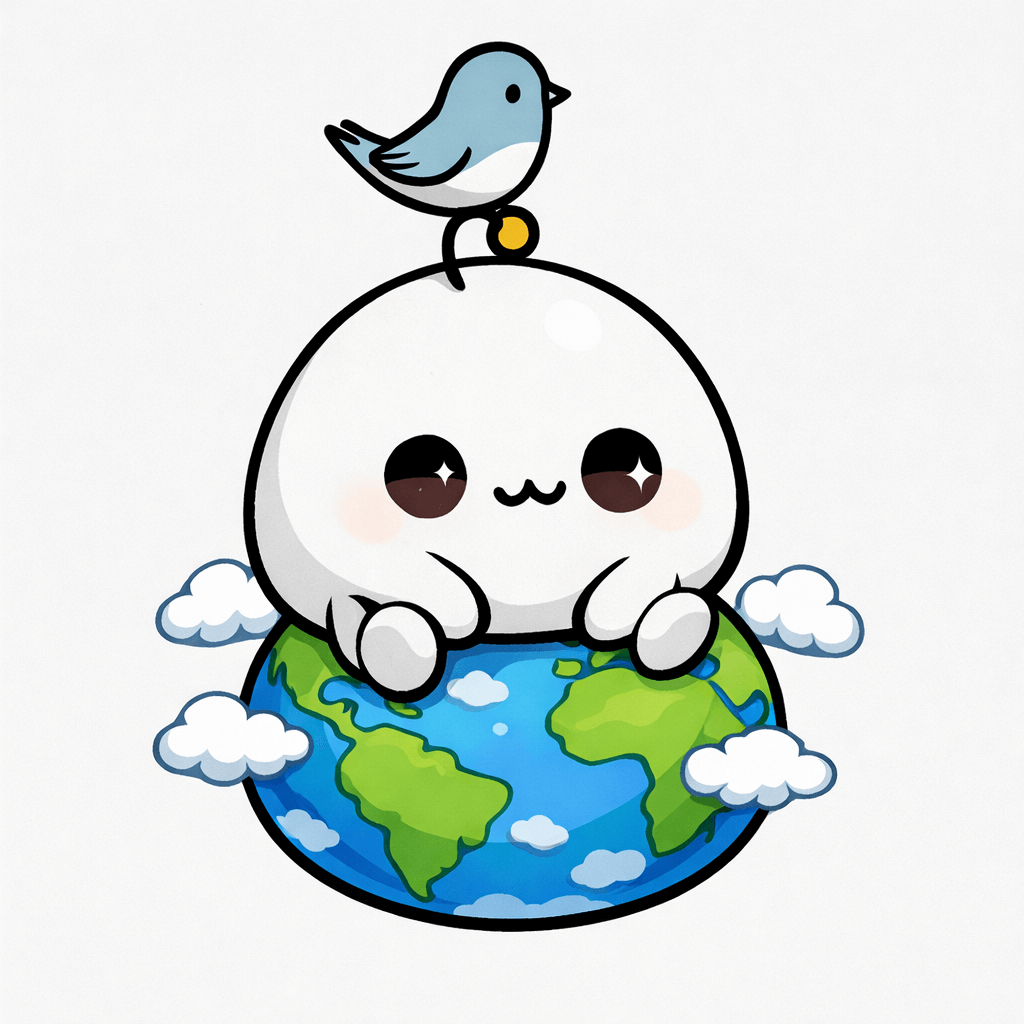 Norman sitting on a globe